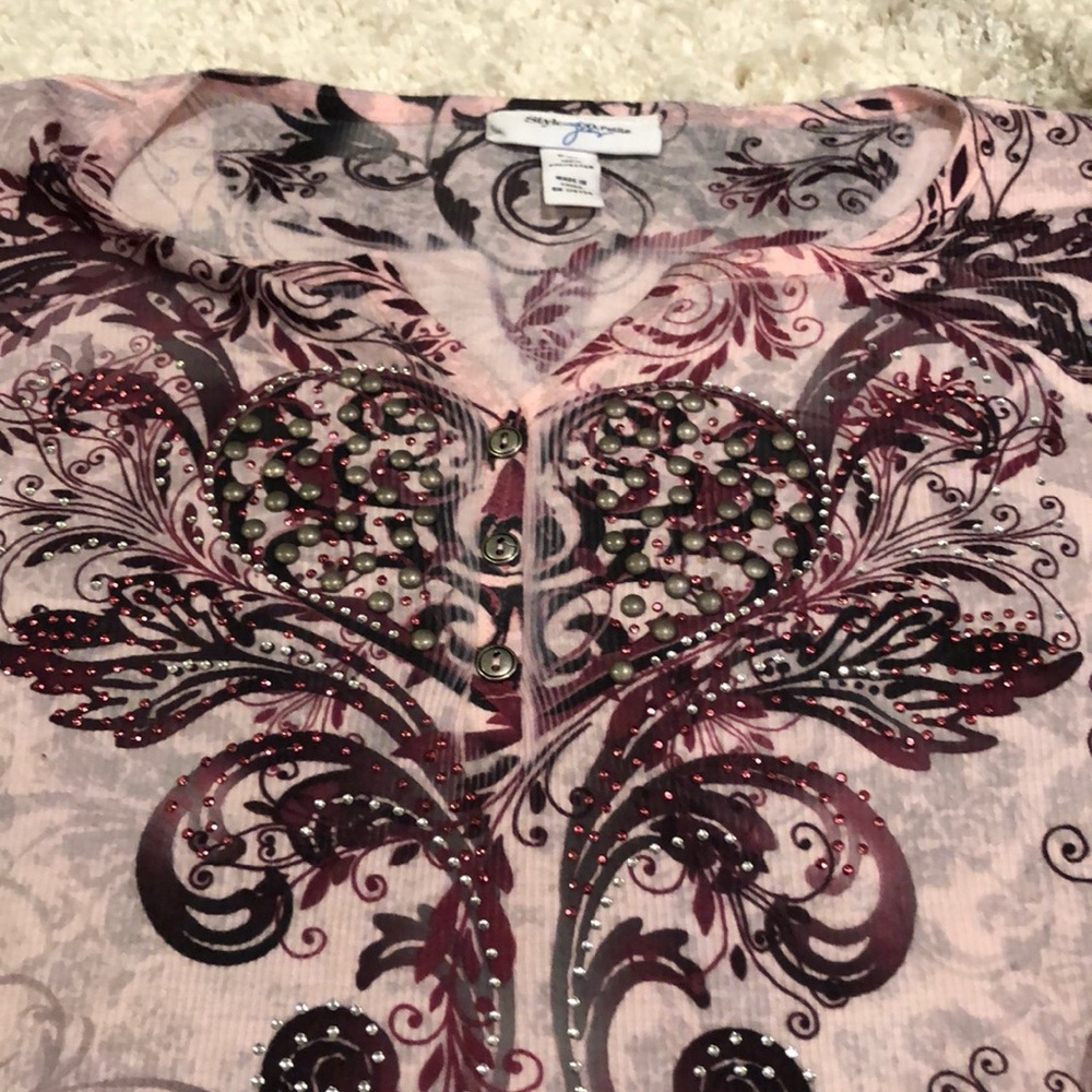 Style & Co Bedazzled top - Picture 2 of 4